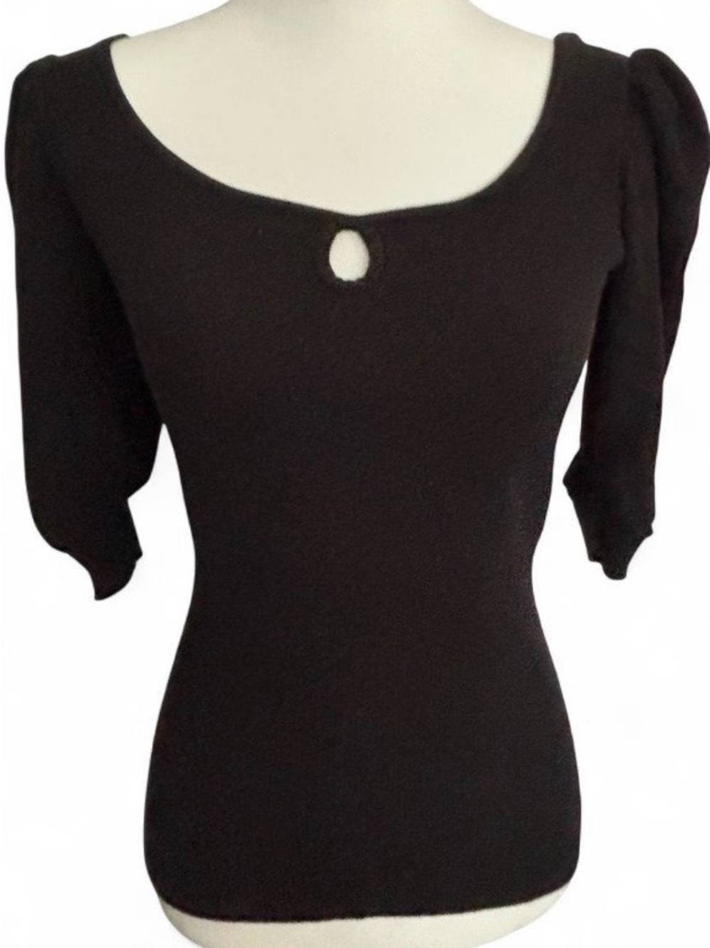 Vintage Baby Phat 3/4 Puff Sleeve Keyhole Black Top Sz M